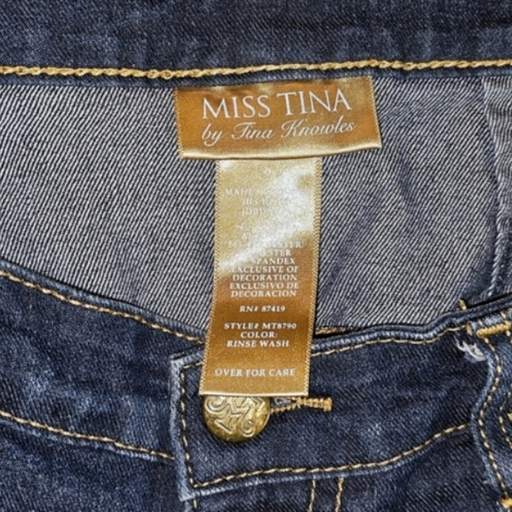 Miss Tina byTina Knowles Dark Blue Straight Leg Jeans - Picture 2 of 7
